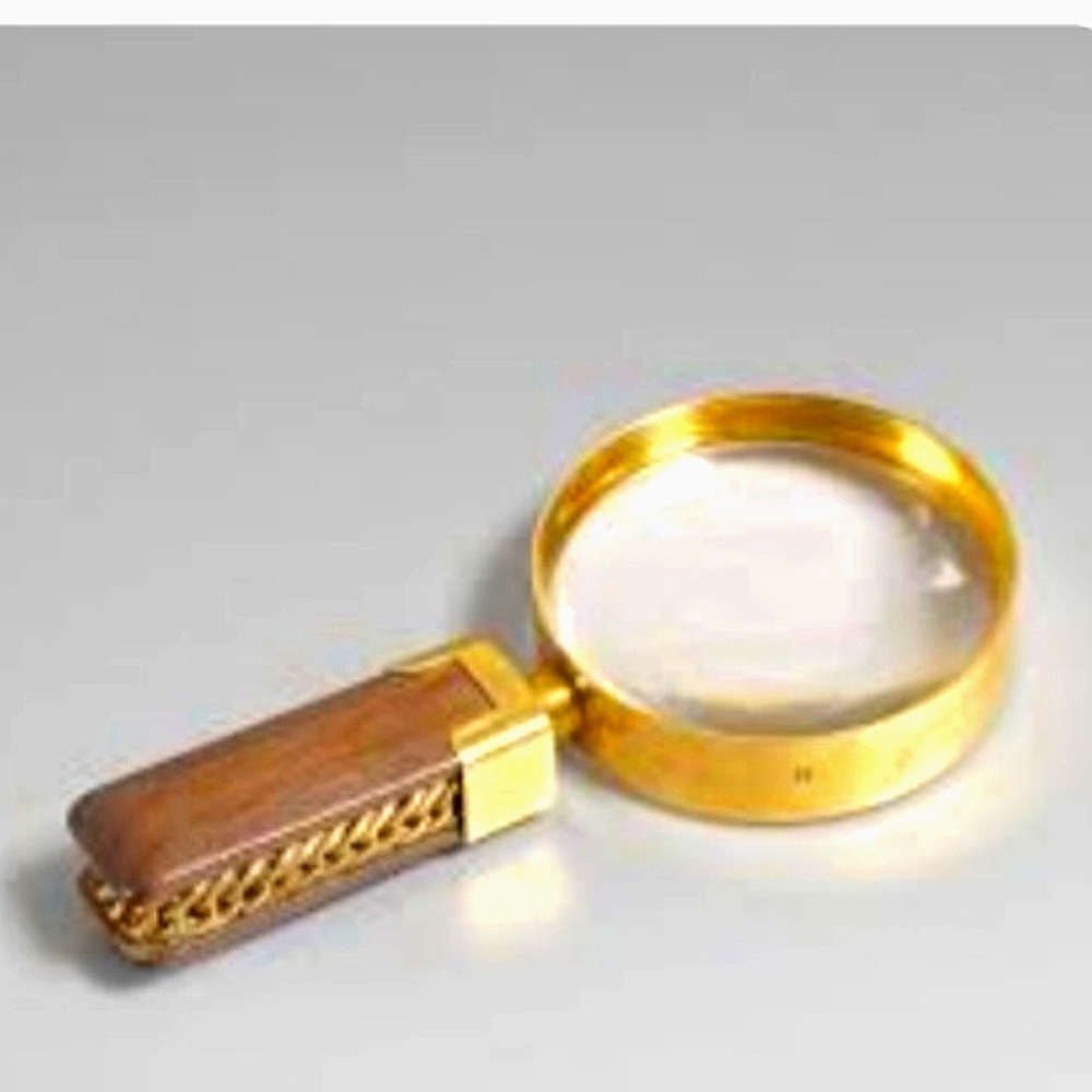 Hermes Vntg Des Voyages Desk Magnifying Glass gold-platd Exotic Wood  Gold Link!